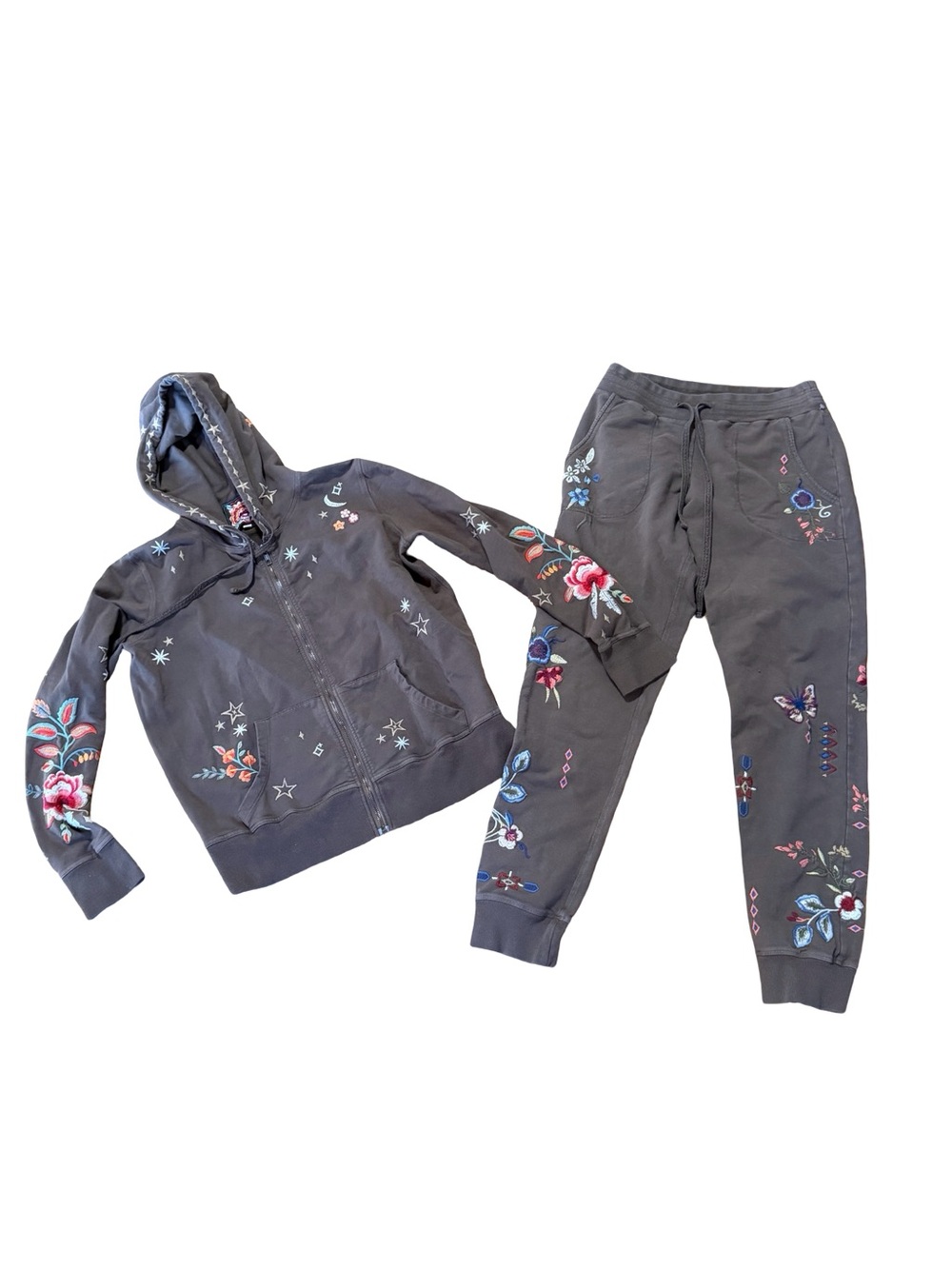 Johnny Was Embroidered Hoodie & Jogger Set with Multicolor Floral Motifs - Picture 2 of 6